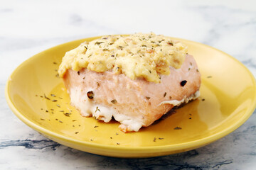 Freshly cooked buttered salmon