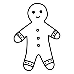 Christmas gingerbread man vector illustration isolated on white background. Hand drawn Christmas symbol. Doodle style.