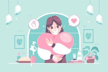 vitiligo woman self love concept illustration design