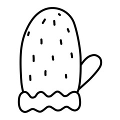 A winter mitten in the style of a doodle. Simple coloring.