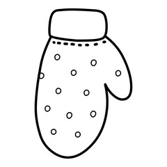 A winter mitten in the style of a doodle. Simple coloring.