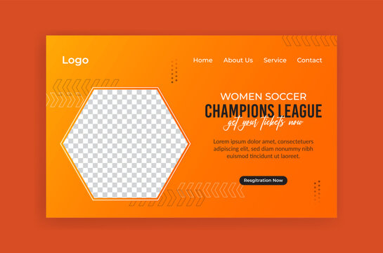 Women Soccer Landing Page Banner And Website Template Design