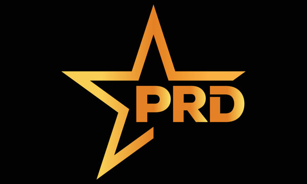 PRD golden luxury star icon three letter logo design vector template. royal logo | luxury logo | jewelry logo | premium logo | iconic logo | Victoria logo |	