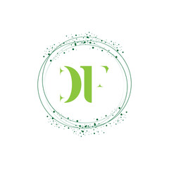 Initial Letter DF circle logo design vector.