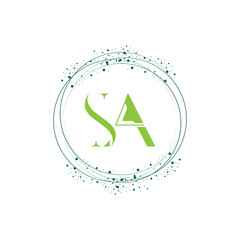 Initial Letter SA circle logo design vector.