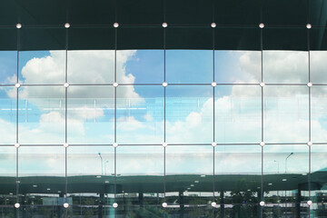 Laminated glass wall cable net system pattern background.