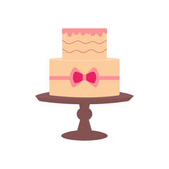 Festive wedding cake ﬂat icon. Vector illustration.