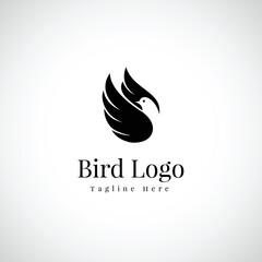 Bird logo, black and white