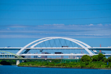 令和４年８月　荒川と堤防