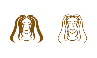 Girl logo design with beautiful long hair and cute face