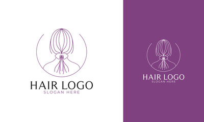 Aesthetic hair logo design with back hair concept and minimal style