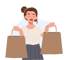 Happy shopping girl. Vector illustration