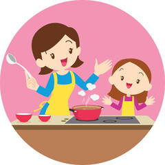 happy family cooking in the kitchen concept
