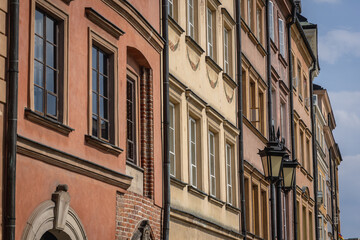 Fototapeta premium Tenement houses in Old Town of Warsaw, capital city of Poland