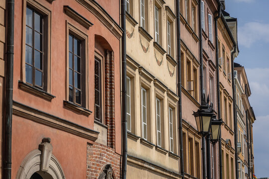 Tenement houses in Old Town of Warsaw, capital city of Poland