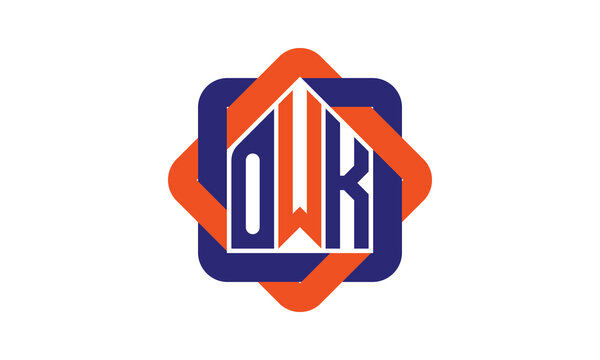OWK three letter real estate logo with home icon logo design vector template | construction logo | housing logo | engineering logo | initial letter logo | minimalist logo | property logo |