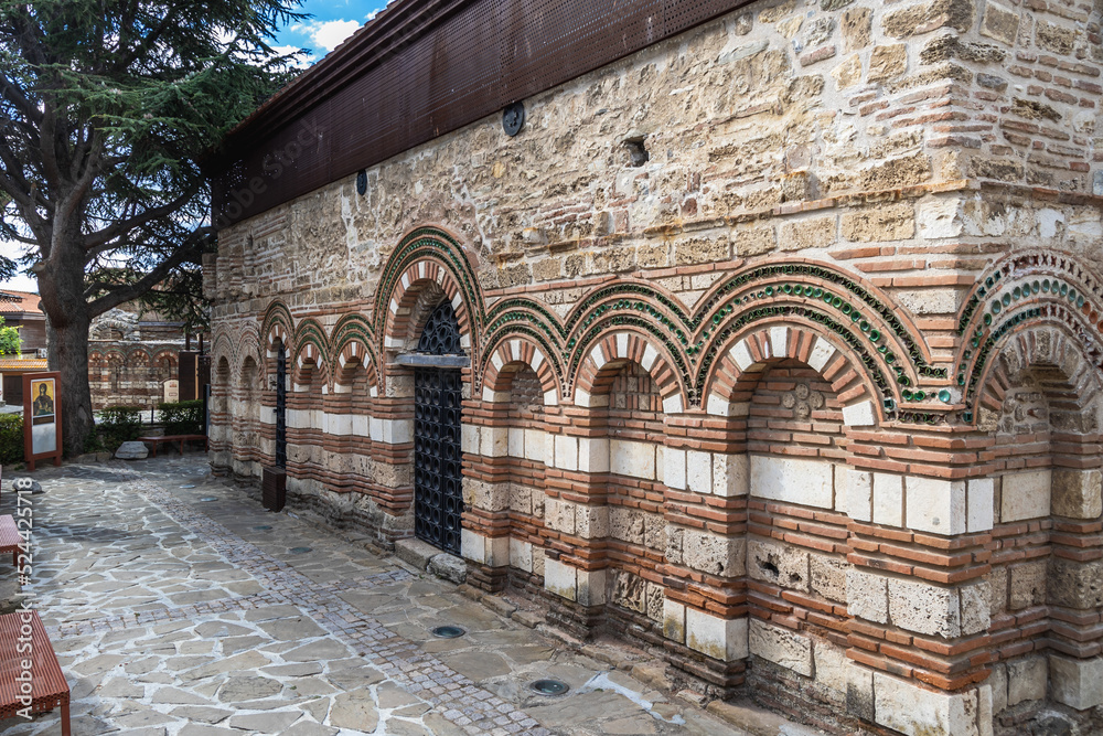 Sticker Saint Paraskeva Church in Old Town of Nesebar seaside city on Black Sea shore in Bulgaria