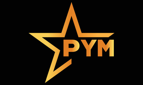 PYM golden luxury star icon three letter logo design vector template. royal logo | luxury logo | jewelry logo | premium logo | iconic logo | Victoria logo |	
