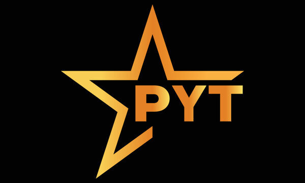 PYT golden luxury star icon three letter logo design vector template. royal logo | luxury logo | jewelry logo | premium logo | iconic logo | Victoria logo |	