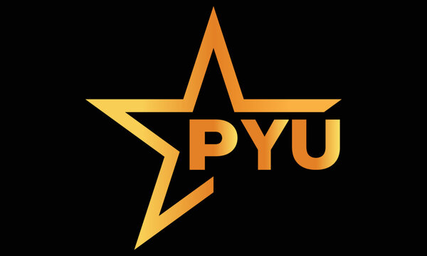 PYU golden luxury star icon three letter logo design vector template. royal logo | luxury logo | jewelry logo | premium logo | iconic logo | Victoria logo |	