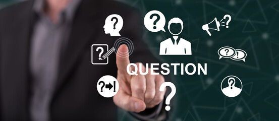 Man touching a question concept