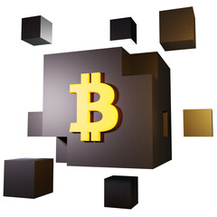 bitcoin blockchain 3d illustration