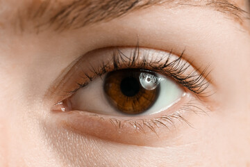 Young woman with brown eyes, closeup - Powered by Adobe