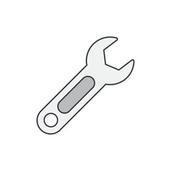 wrench icon in color, isolated on white background 
