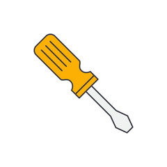 screwdriver icon in color, isolated on white background 