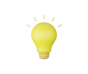 3D light bulb on pink background, icon, bright idea concept. 3D rendering illustration.