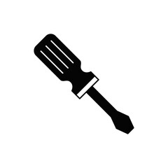screwdriver icon in black flat glyph, filled style isolated on white background