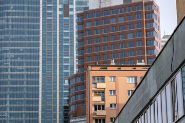 Residential and office buildings in Warsaw city, Poland