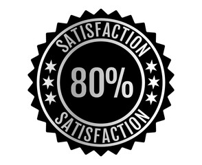 80% Satisfaction Sign Vector transparent background Silver Color