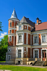 Naklejka premium Eclectic palace of the Kronenbergs in village Brzezie, Kuyavian-Pomeranian Voivodeship, Poland. The palace in Brzezie was built for Leopold Kronenberg in 1873. 