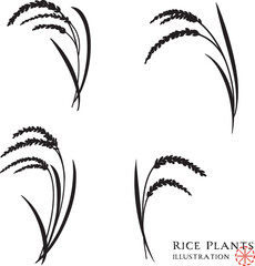 稲のモノクロイラスト