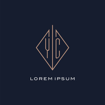 Monogram YC logo with diamond rhombus style, Luxury modern logo design