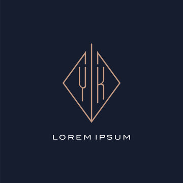 Monogram YK logo with diamond rhombus style, Luxury modern logo design