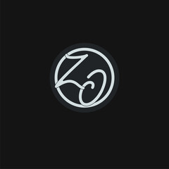 Initials ZO logo monogram with simple circle line design inspiration - obrazy, fototapety, plakaty