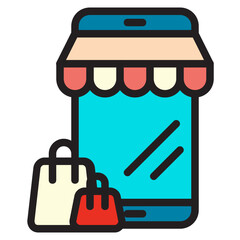 Online shopping , Online Service filled outline icon.