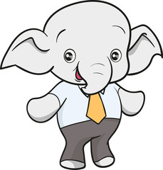 cute elephant business official mascot cartoon