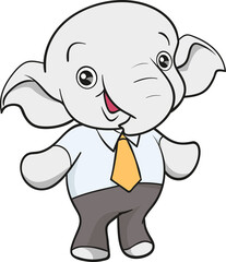 cute elephant business official mascot cartoon