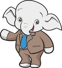 cute elephant business official mascot cartoon