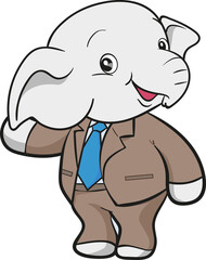 cute elephant business official mascot cartoon