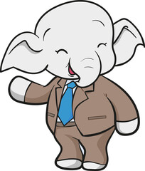 cute elephant business official mascot cartoon
