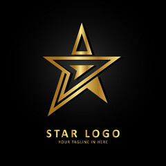 luxury gold star logo design concept
