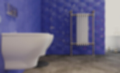 Bathroom interior bathtub. 3D rendering.. Abstract blur phototography.