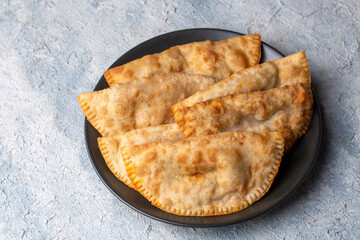 Traditional delicious Turkish foods,minced meat in savoury pastry (Turkish name; ci borek or cig borek)