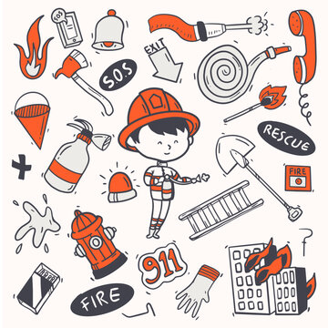 firefighter doodle illustration