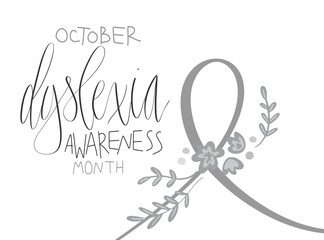 Dyslexia awareness month October, web banner template with handwritten calligraphy.