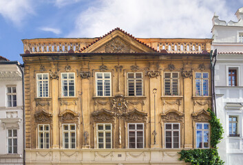 Fototapeta na wymiar The beautiful old building on Malostranske namesti. Prague, Czech Republic